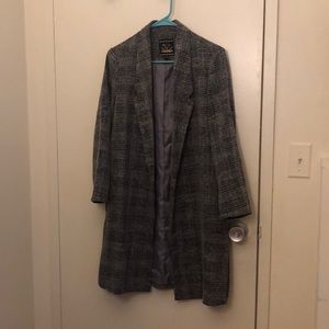 Grid texture coat, b&w